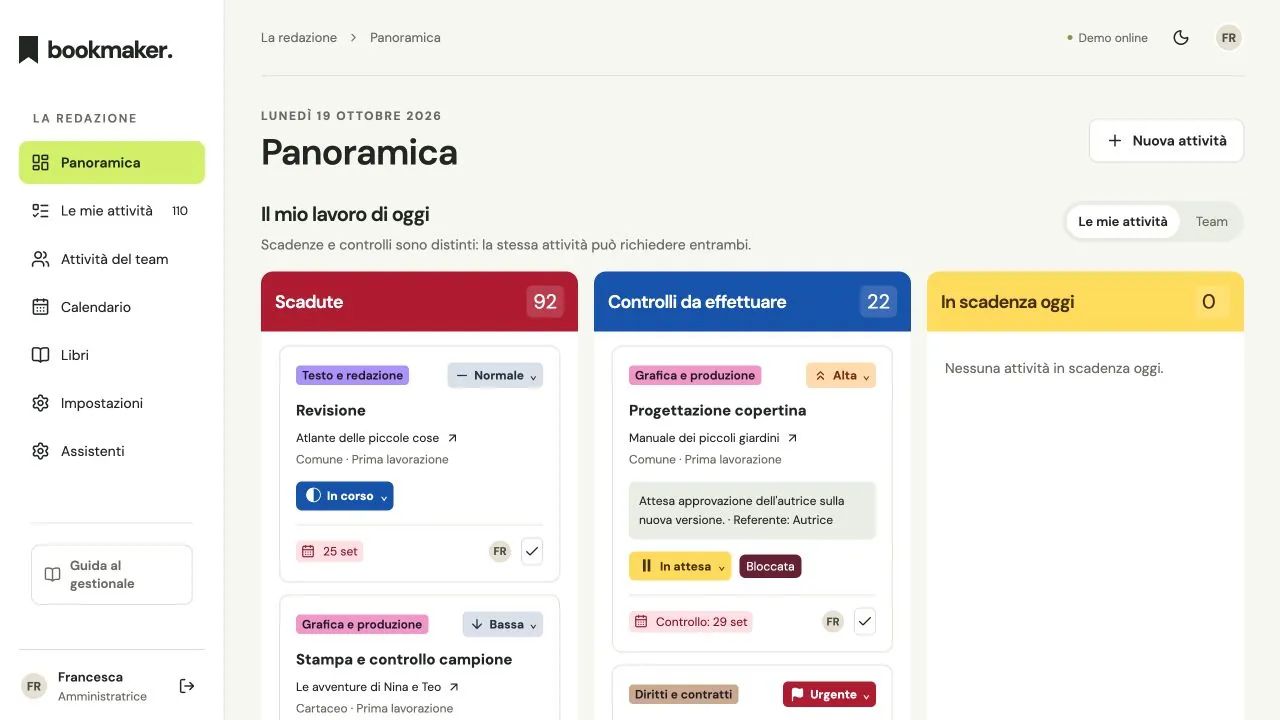 Bookmaker: panoramica della demo online · 19 ottobre 2026