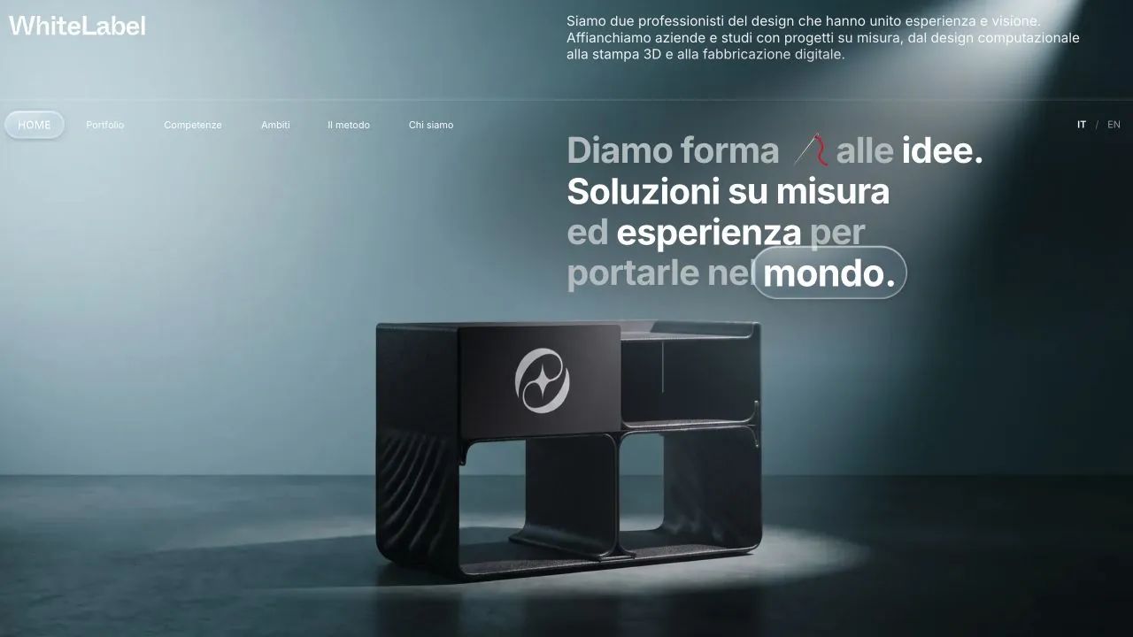 WhiteLabel: homepage con vetro e lente