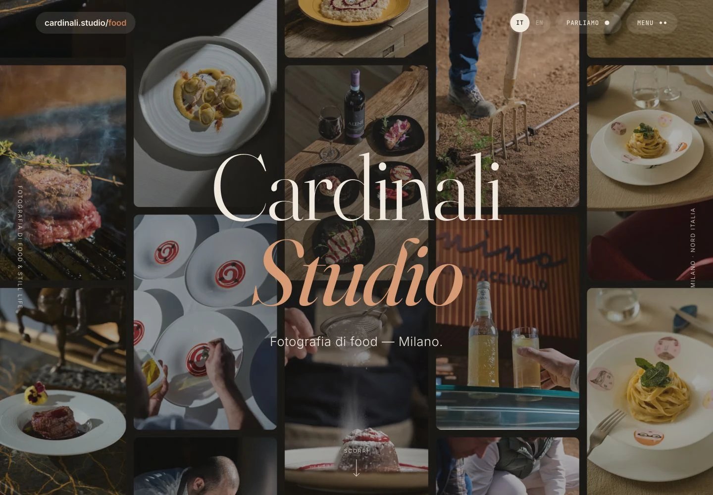 Cardinali Studio: hero desktop della fotografia food
