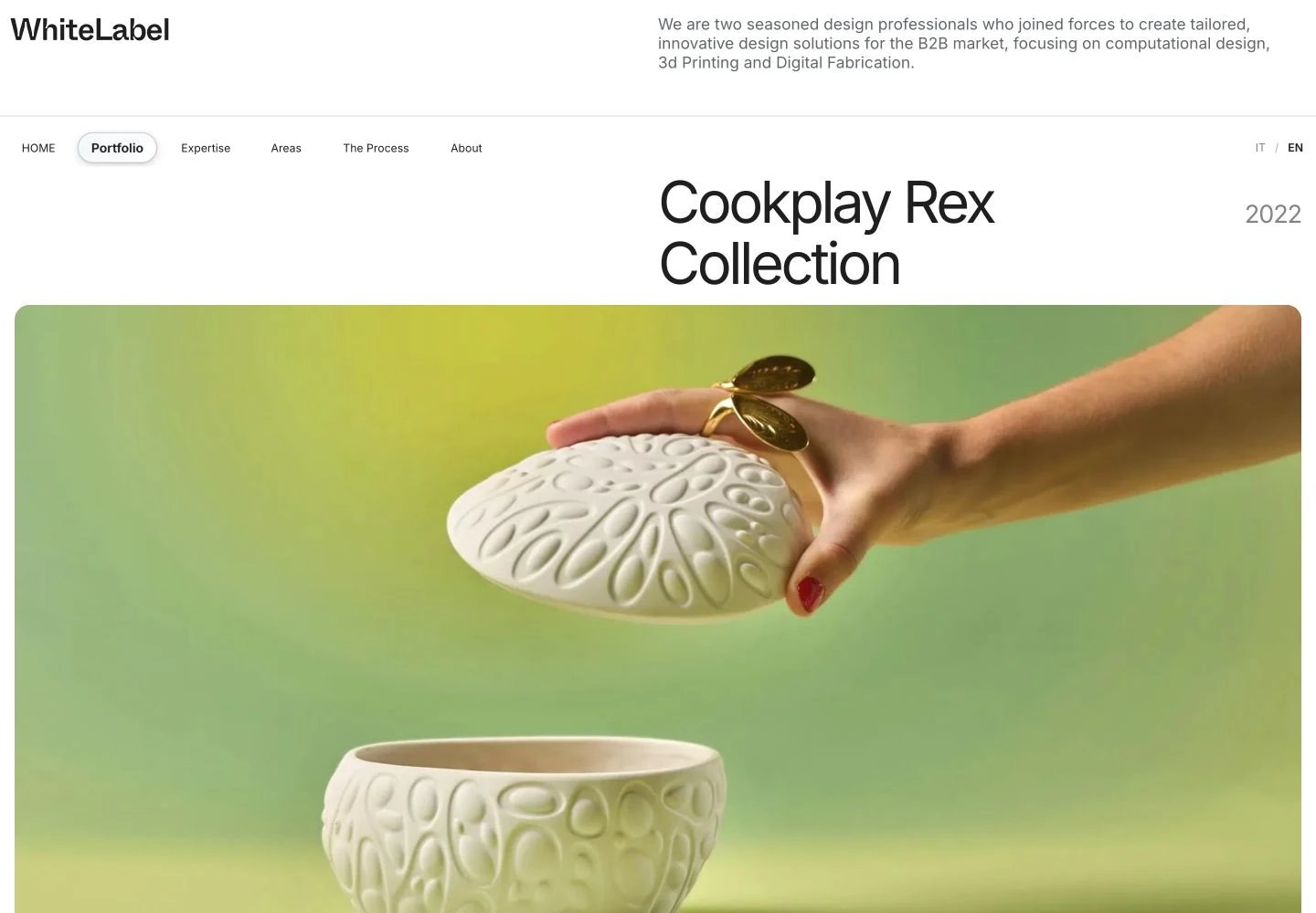 White Label: pagina desktop del progetto Cookplay Rex Collection