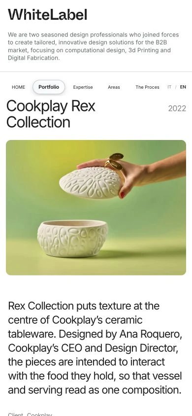 White Label: progetto Cookplay Rex Collection nella versione mobile