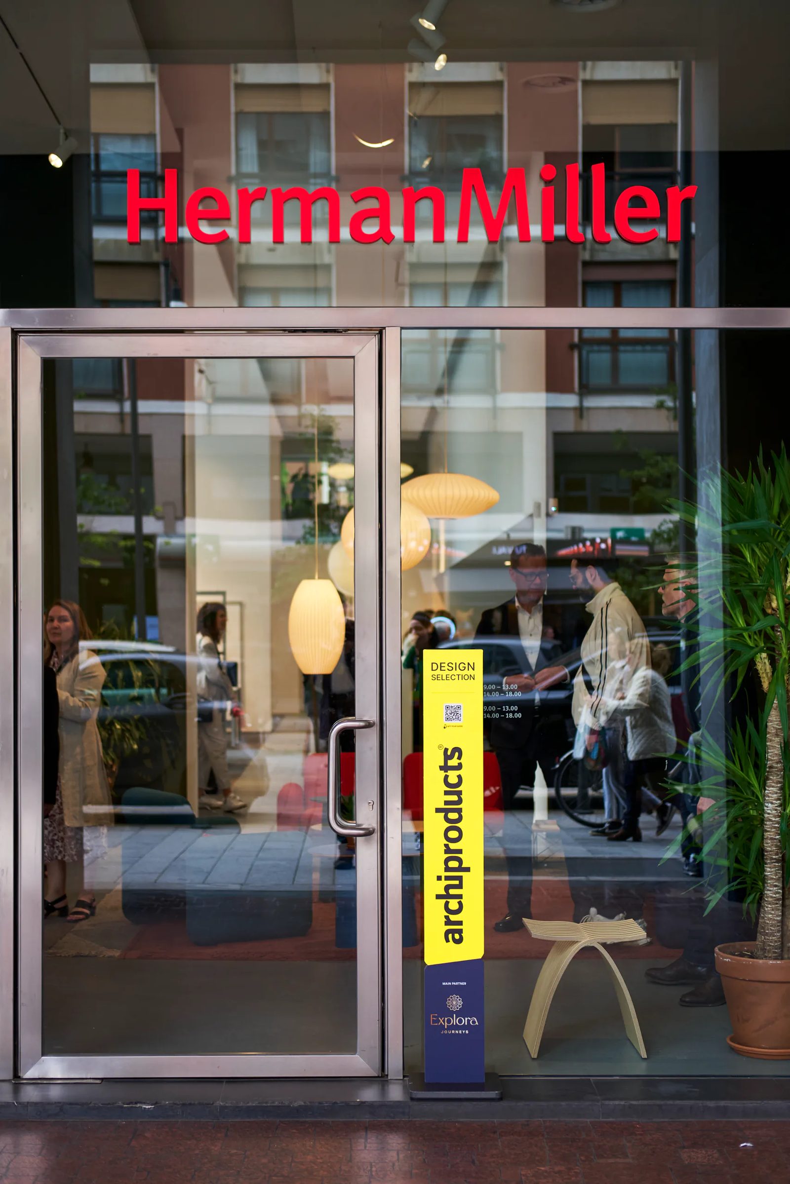 Herman Miller entrance with yellow Archiproducts signage