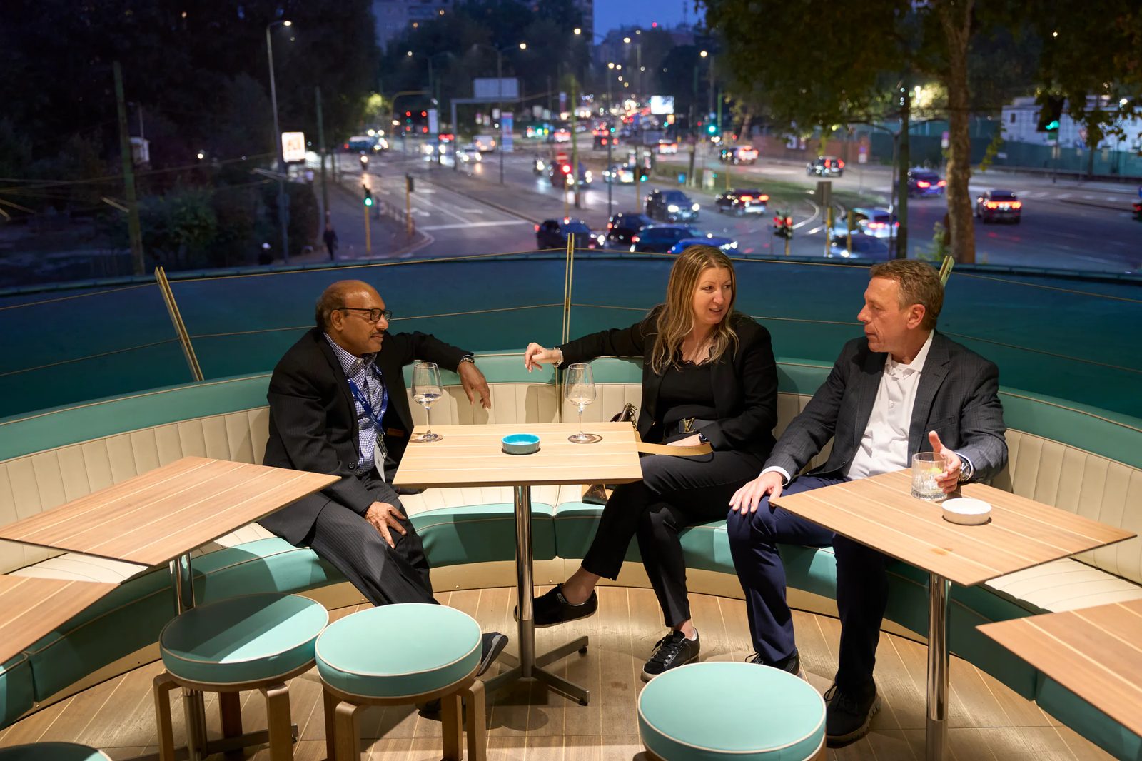 Conversation on the venue terrace