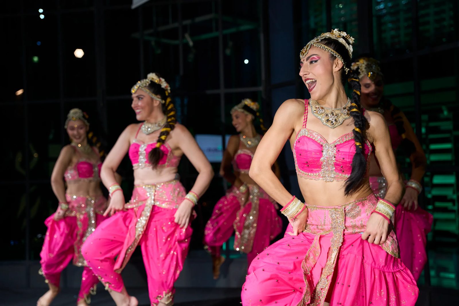 Dancers in pink costumes during the show