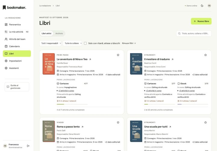 Bookmaker: catalogo desktop dei libri della redazione dimostrativa