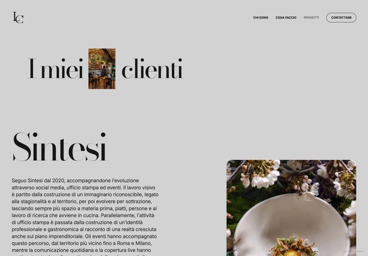 Letizia Cardinale: pagina desktop dei progetti