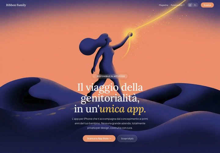 Ribbon Family: homepage desktop dell’app per la genitorialità