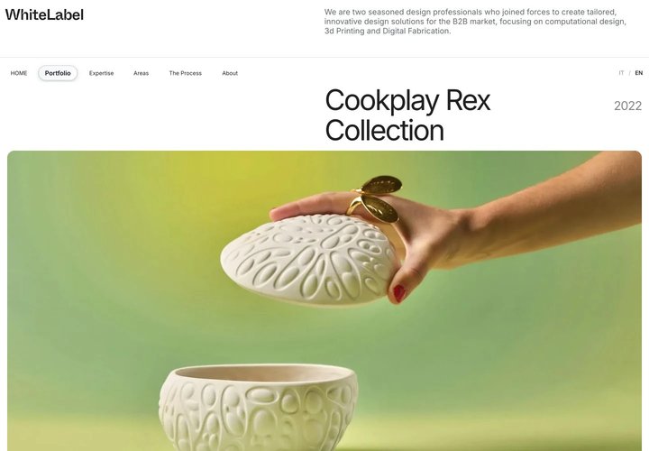White Label: pagina desktop del progetto Cookplay Rex Collection