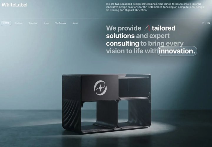 White Label: homepage desktop dopo l’introduzione animata